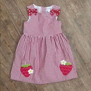 Red and White Ruffled Sundress with Cap Sleeves